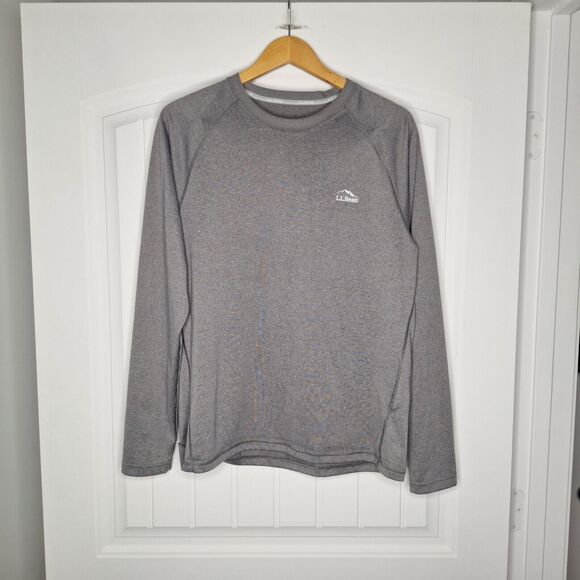 LL Bean Compression Shirt Mens Medium Gray Baselayer Slightly Fitted Long Sleeve - Picture 1 of 4